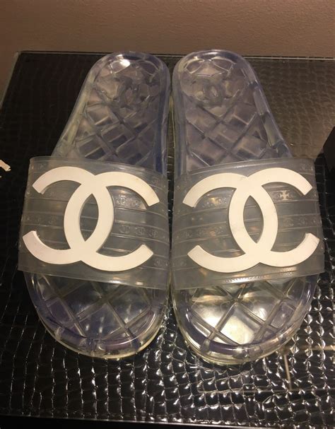 chanel clear slides pink|rubber chanel slides women.